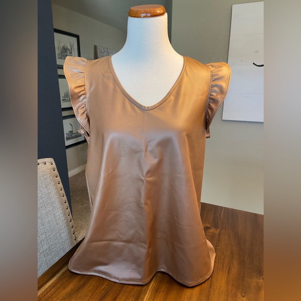 Cotton Bleu pleather blouse